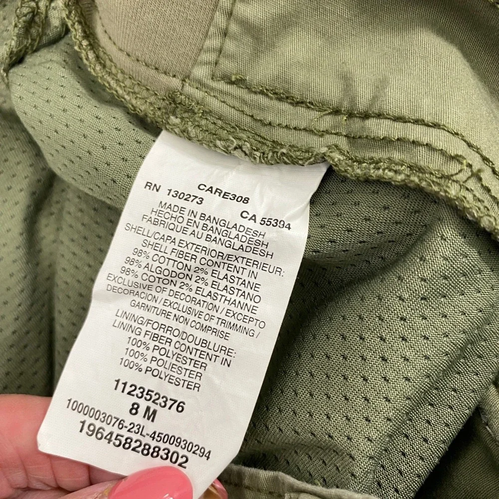 Lee Skort Womens 8M Olive Green Utility Cargo Hiking Mini Skirt Shorts Stretch